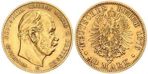 10 Mark Royaume de Prusse (1701-1918) Or Wilhelm I, German Emperor (1797-1888)
