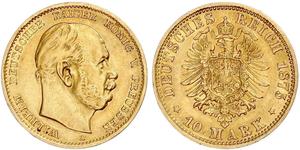 10 Mark Royaume de Prusse (1701-1918) Or Wilhelm I, German Emperor (1797-1888)
