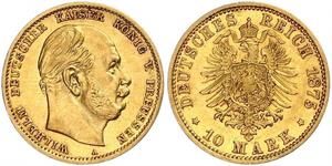 10 Mark Royaume de Prusse (1701-1918) Or Wilhelm I, German Emperor (1797-1888)