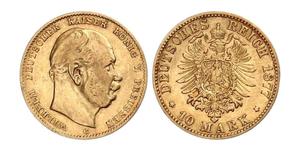 10 Mark Royaume de Prusse (1701-1918) Or Wilhelm I, German Emperor (1797-1888)