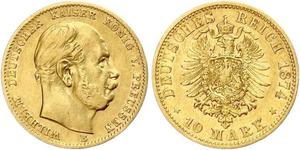 10 Mark Royaume de Prusse (1701-1918) Or Wilhelm I, German Emperor (1797-1888)