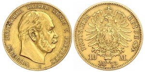 10 Mark Royaume de Prusse (1701-1918) Or Wilhelm I, German Emperor (1797-1888)