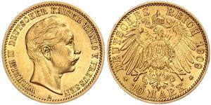 10 Mark Royaume de Prusse (1701-1918) Or Wilhelm II, German Emperor (1859-1941)