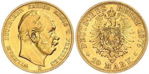 10 Mark Royaume de Prusse (1701-1918) Or Wilhelm I, German Emperor (1797-1888)
