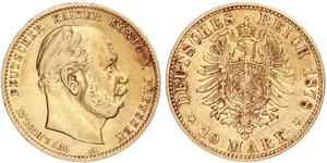 10 Mark Royaume de Prusse (1701-1918) Or Wilhelm I, German Emperor (1797-1888)