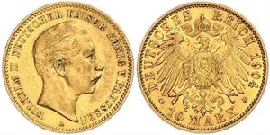 10 Mark Royaume de Prusse (1701-1918) Or Wilhelm II, German Emperor (1859-1941)