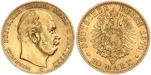 10 Mark Royaume de Prusse (1701-1918) Or Wilhelm I, German Emperor (1797-1888)