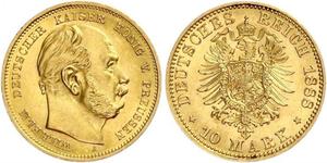 10 Mark Royaume de Prusse (1701-1918) Or Wilhelm I, German Emperor (1797-1888)