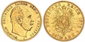 10 Mark Royaume de Prusse (1701-1918) Or Wilhelm I, German Emperor (1797-1888)
