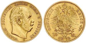10 Mark Royaume de Prusse (1701-1918) Or Wilhelm I, German Emperor (1797-1888)