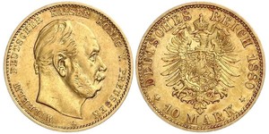 10 Mark Royaume de Prusse (1701-1918) Or Wilhelm I, German Emperor (1797-1888)