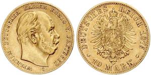 10 Mark Royaume de Prusse (1701-1918) Or Wilhelm I, German Emperor (1797-1888)