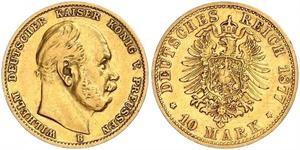 10 Mark Royaume de Prusse (1701-1918) Or Wilhelm I, German Emperor (1797-1888)