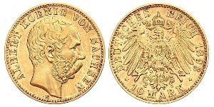 10 Mark Royaume de Saxe (1806 - 1918) Or Albert de Saxe