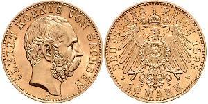 10 Mark Royaume de Saxe (1806 - 1918) Or Albert de Saxe