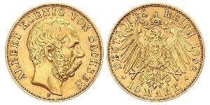 10 Mark Royaume de Saxe (1806 - 1918) Or Albert de Saxe