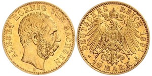 10 Mark Royaume de Saxe (1806 - 1918) Or Albert de Saxe