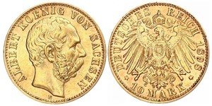10 Mark Royaume de Saxe (1806 - 1918) Or Albert de Saxe