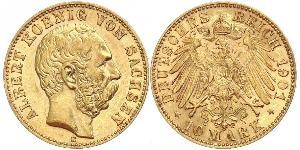 10 Mark Royaume de Saxe (1806 - 1918) Or Albert de Saxe