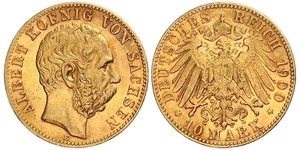 10 Mark Royaume de Saxe (1806 - 1918) Or Albert de Saxe