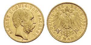 10 Mark Royaume de Saxe (1806 - 1918) Or Albert de Saxe