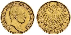 10 Mark Royaume de Saxe (1806 - 1918) Or Frédéric-Auguste III de Saxe (1865-1932)