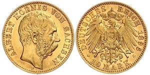 10 Mark Royaume de Saxe (1806 - 1918) Or Albert de Saxe