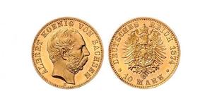 10 Mark Royaume de Saxe (1806 - 1918) Or 