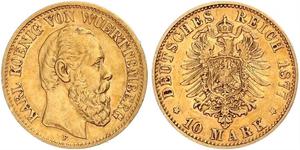 10 Mark Royaume de Wurtemberg (1806-1918) Or Charles Ier de Wurtemberg