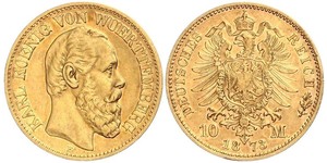 10 Mark Royaume de Wurtemberg (1806-1918) Or Charles Ier de Wurtemberg