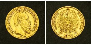 10 Mark Royaume de Wurtemberg (1806-1918) Or Charles Ier de Wurtemberg