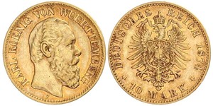 10 Mark Royaume de Wurtemberg (1806-1918) Or Charles Ier de Wurtemberg