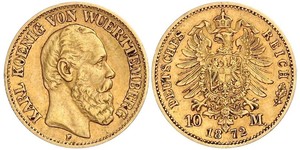 10 Mark Royaume de Wurtemberg (1806-1918) Or Charles Ier de Wurtemberg