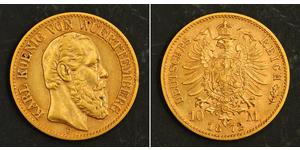 10 Mark Royaume de Wurtemberg (1806-1918) Or Charles Ier de Wurtemberg