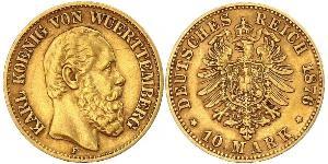 10 Mark Royaume de Wurtemberg (1806-1918) Or Charles Ier de Wurtemberg
