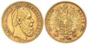 10 Mark Royaume de Wurtemberg (1806-1918) Or Charles Ier de Wurtemberg