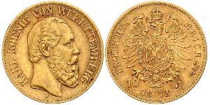 10 Mark Royaume de Wurtemberg (1806-1918) Or Charles Ier de Wurtemberg