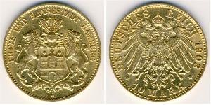 10 Mark Amburgo Oro 