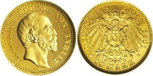 10 Mark Anhalt-Dessau (1603 -1863) Oro Frederick I, Duke of Anhalt (1831-1904)