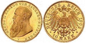 10 Mark Ducado de Sajonia-Meiningen (1680 - 1918) Oro Jorge II de Sajonia-Meiningen