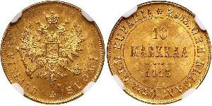 10 Mark Finlandia (1917 - ) / Imperio ruso (1720-1917) Oro Alejandro III (1845 -1894)