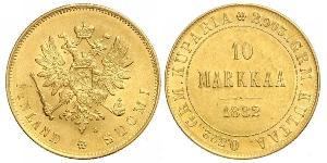 10 Mark Finlandia (1917 - ) / Imperio ruso (1720-1917) Oro Alejandro III (1845 -1894)
