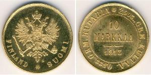 10 Mark Finlandia (1917 - ) / Imperio ruso (1720-1917) Oro Alejandro III (1845 -1894)