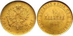 10 Mark Finlandia (1917 - ) / Impero russo (1720-1917) Oro Alessandro III (1845 -1894)