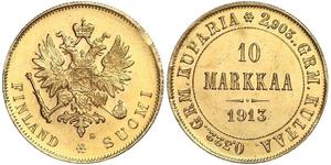 10 Mark Finlandia (1917 - ) / Impero russo (1720-1917) Oro Alessandro III (1845 -1894)