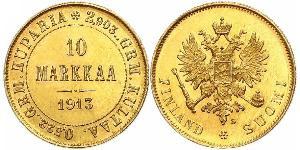10 Mark Finlandia (1917 - ) / Impero russo (1720-1917) Oro Alessandro III (1845 -1894)