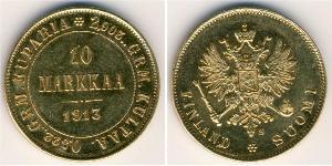 10 Mark Finlandia (1917 - ) / Impero russo (1720-1917) Oro Alessandro III (1845 -1894)