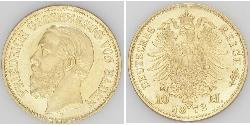 10 Mark Gran Ducado de Baden (1806-1918) Oro Federico I de Baden (1826 - 1907)