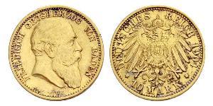 10 Mark Gran Ducado de Baden (1806-1918) Oro Federico I de Baden (1826 - 1907)