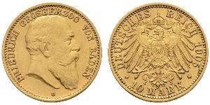 10 Mark Gran Ducado de Baden (1806-1918) Oro Federico I de Baden (1826 - 1907)